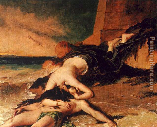 Hero and Leander painting - William Etty Hero and Leander art painting
